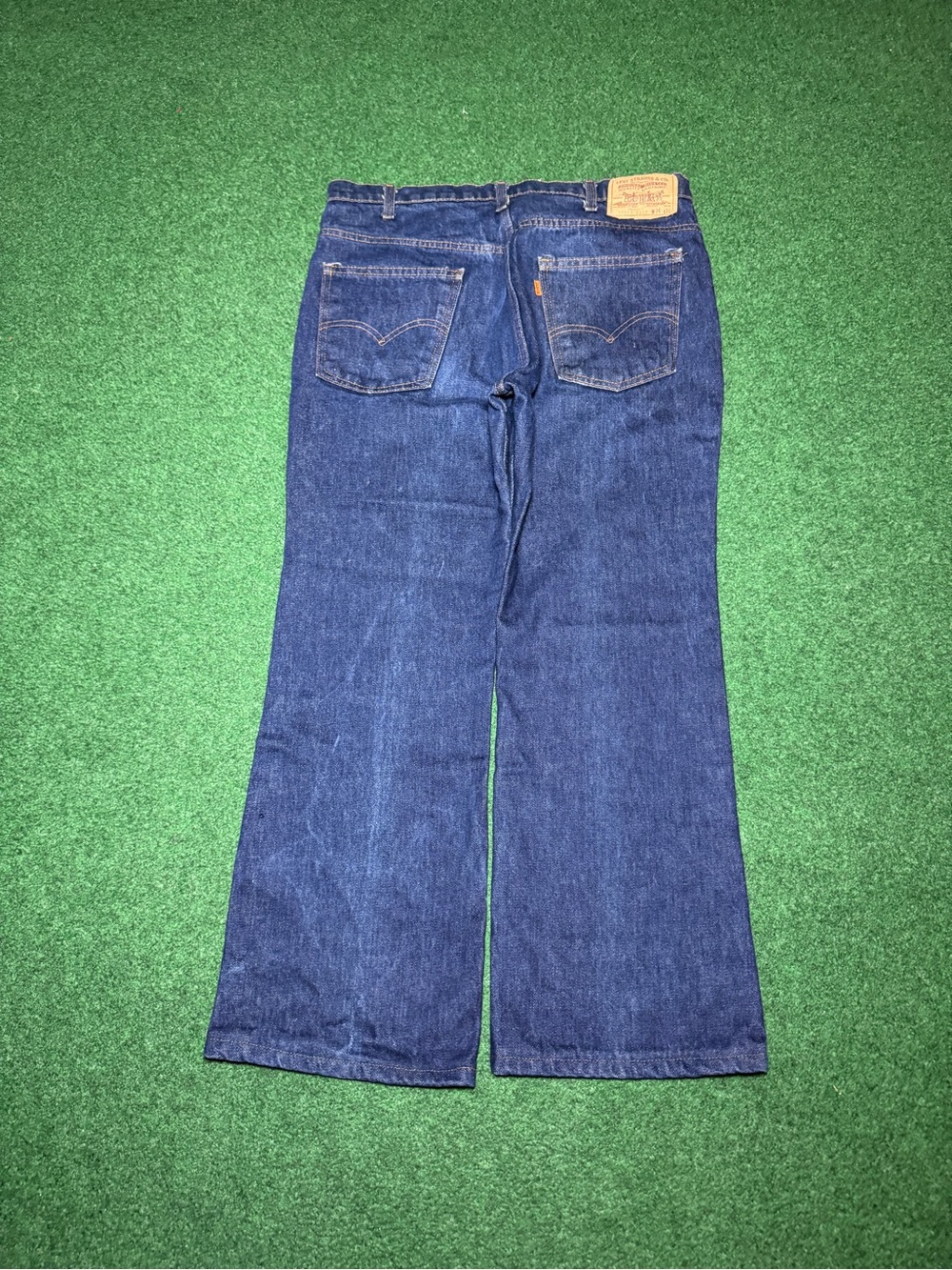 Levis 517 Vintage 70s Jeans Bootcut Flare 34x28 Dark Wash Retro Orange Tab
